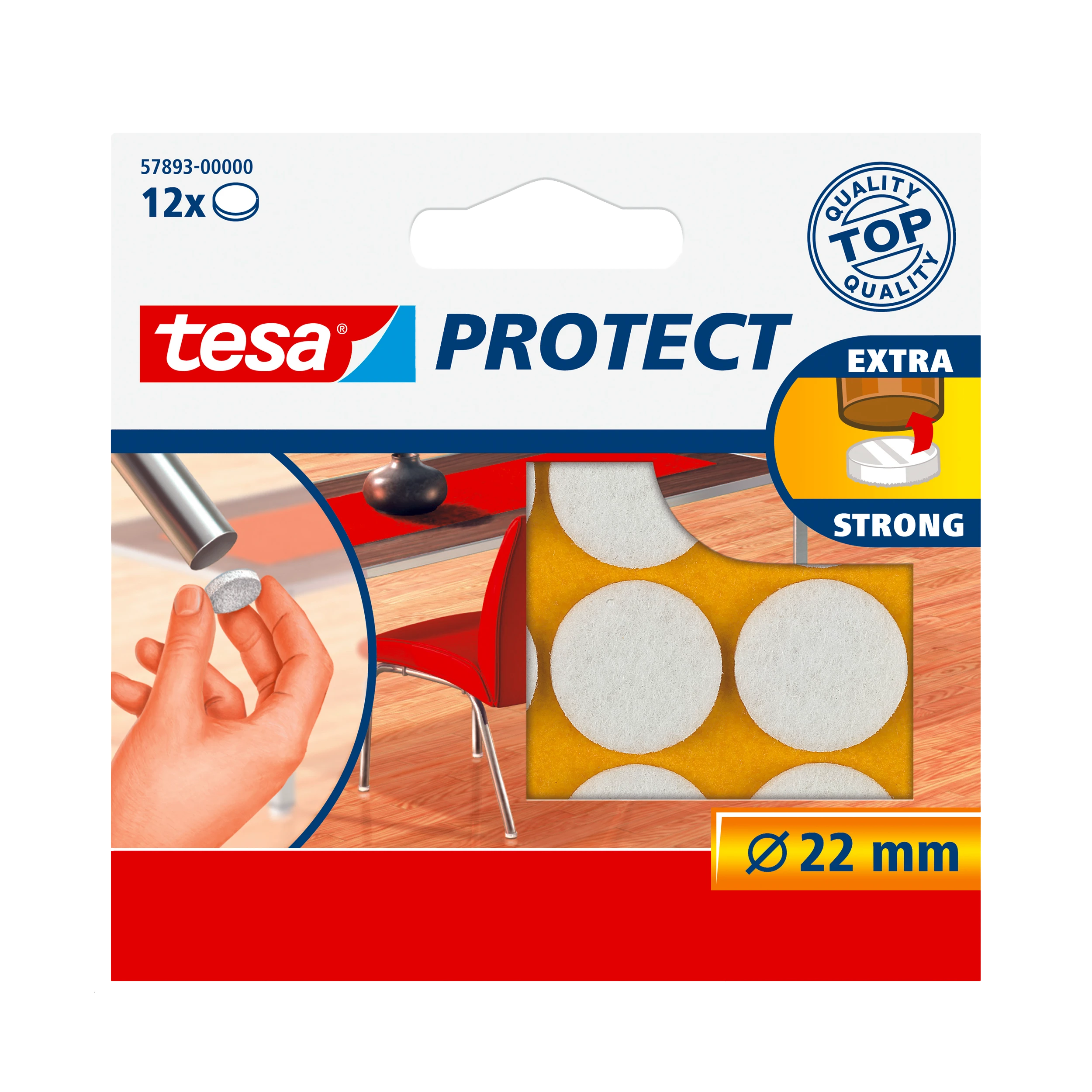 Tesa Podkładki Veltinio pagalvėlės, 22 mm skersmens, baltos, 12 vnt.
