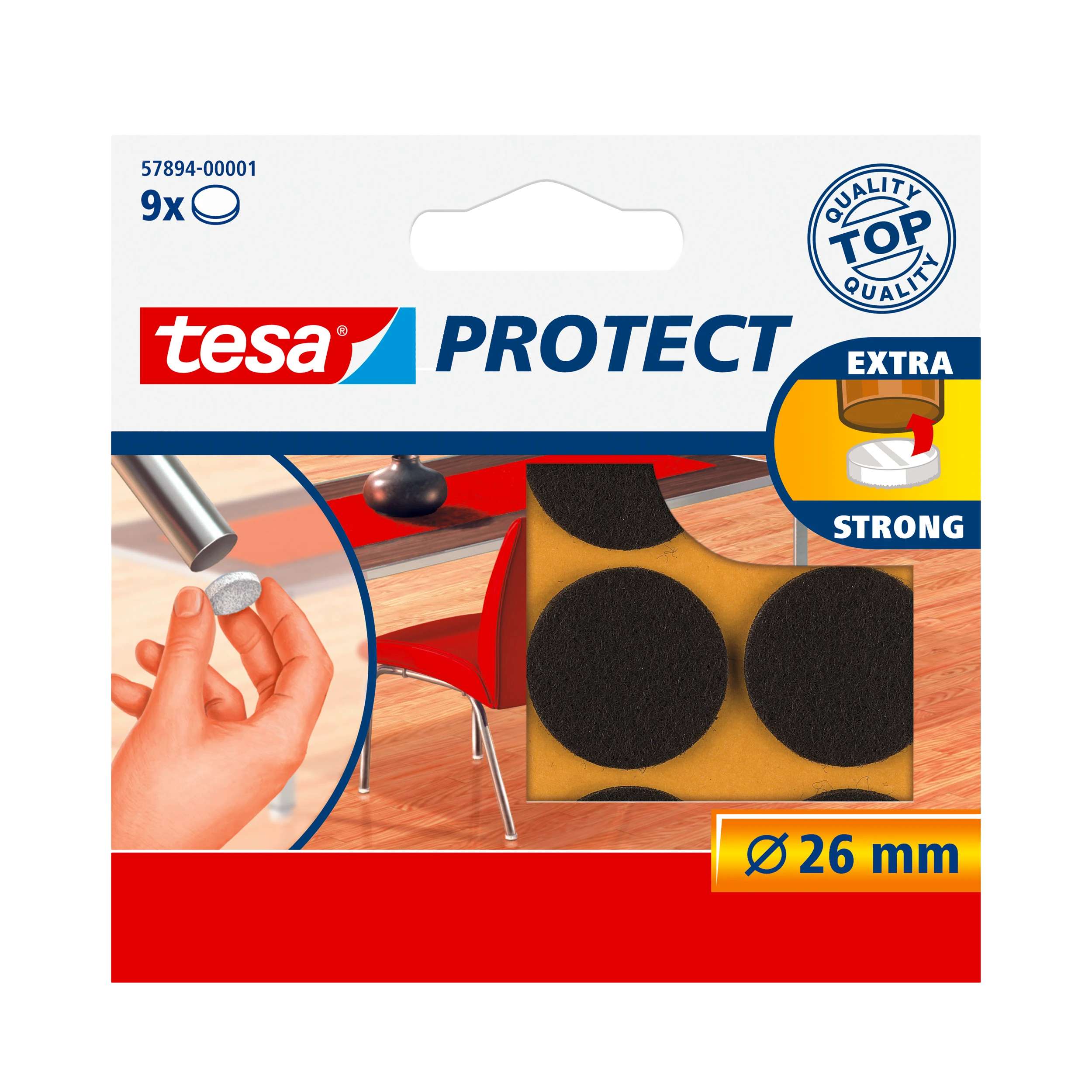 Tesa Podkładki Veltinio pagalvėlės, 26 mm skersmens, rudos, 9 vnt.