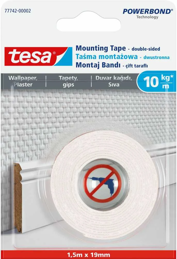 Lipni dvipusė juosta lauko darbams TESA 1.5m x 19mm 66952-00006-00
