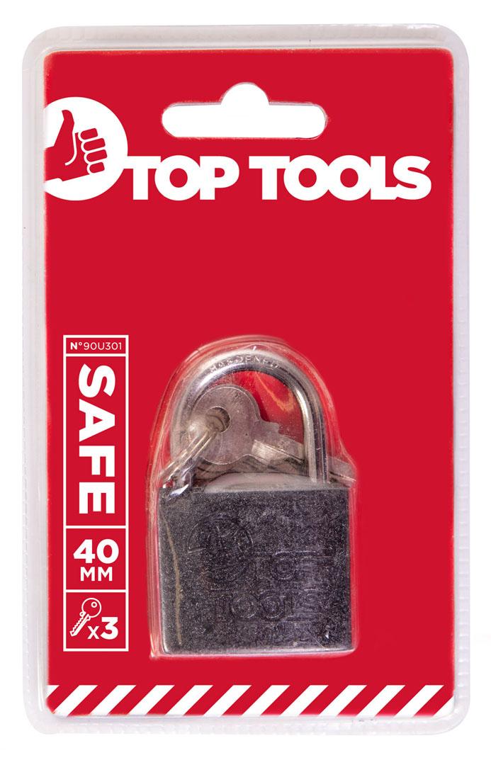 Top Tools Geležinė spyna, 40 mm, 3 raktai