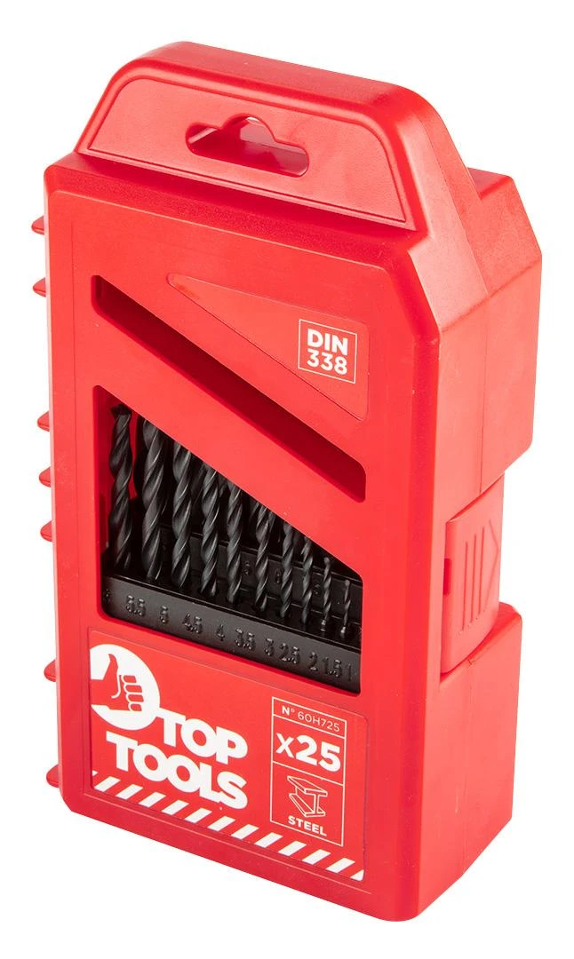 Metalinis grąžtas Top Tools HSS cilindrinis 1,5 2 7 4,5 4 5,5 5 1 3 2,5 3,5 6 ​​10 10,5 11 11,5 12 12,5 13 6,5 7,5 8 8 5 9 53,5 mm komplektas