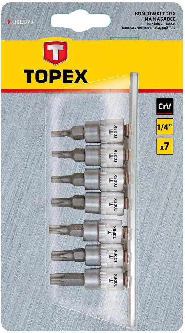 Koncówki Torx antgaliai ant 35 mm lizdo, 7 vnt. rinkinys