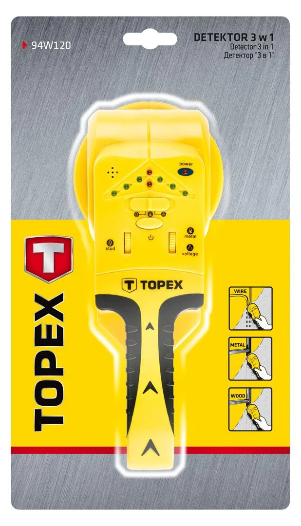 Topex metalo ir medienos ieškiklis 3 in 1