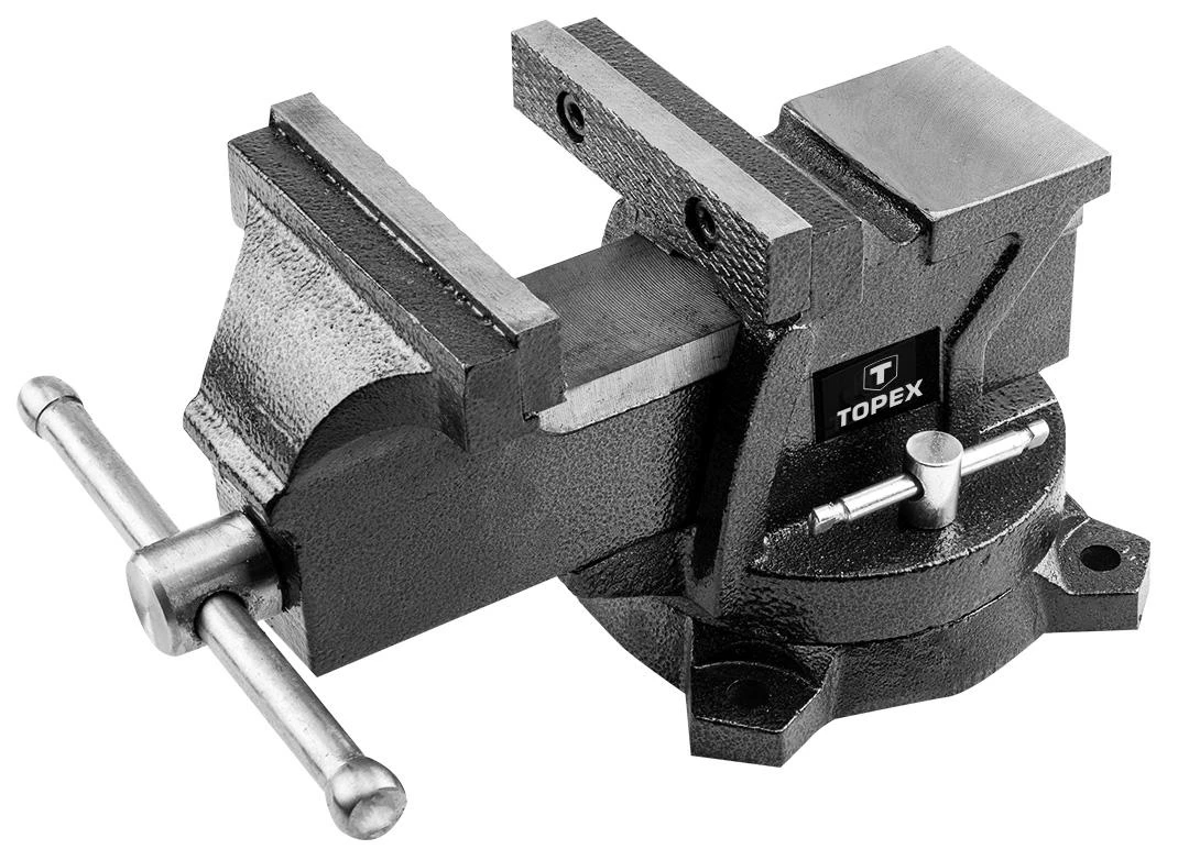 Stalo spaustuvas TOPEX 07A210, 100 mm, besisukantis, su priekalu
