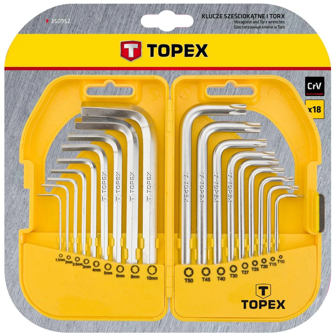 Klucze Šešiakampiai ir „Torx“ raktai, 18 vnt. rinkinys