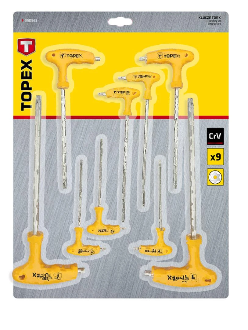 Klucze Torx T formos raktai T10-T50, 9 vnt. rinkinys