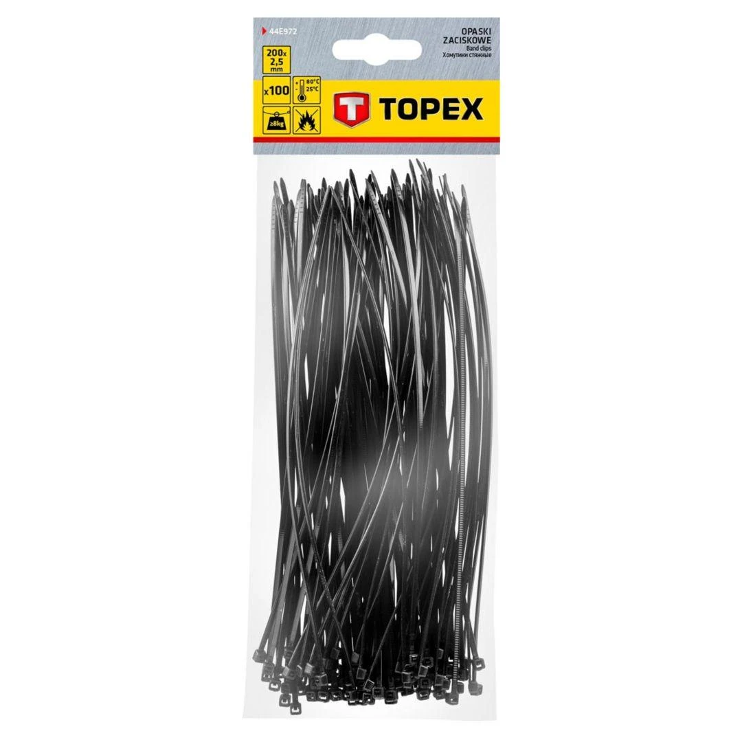 ‎Opaski Kabelių raiščiai 2,5 x 200 mm, 100 vnt., juodi