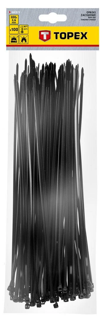 ‎Opaski Kabelių raiščiai 3,6 x 300 mm, 100 vnt., juodi