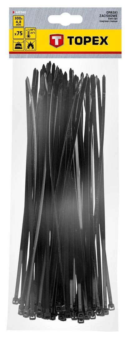 ‎Opaski Kabelių raišteliai 4,8 x 300 mm, 75 vnt., juodi