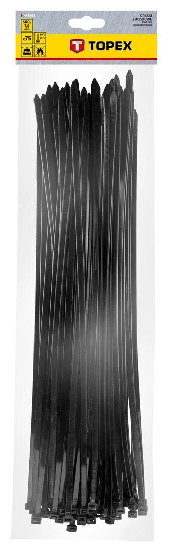 ‎Opaski Kabelių raiščiai 7,6 x 500 mm, 75 vnt., juodi