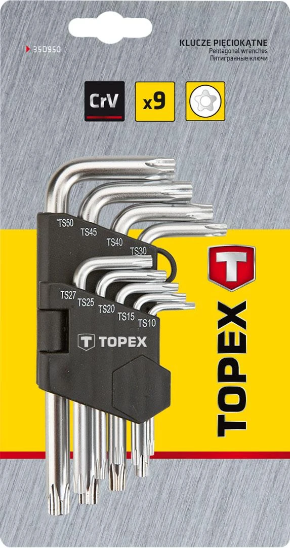 Topex Klucze TS10-50 penkiakampiai raktai, 9 vnt. rinkinys