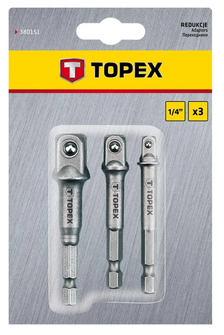 TOPEX KOMPLET ADAPTERÓW / UCHWYTÓW DO NASADEK 3 vnt.. 1/2-3/8-1/4" 38D151