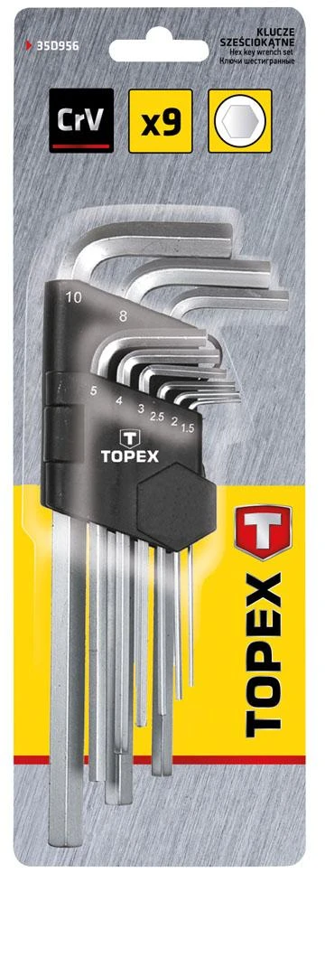 Klucze Topex Rinkinys šešiabriauniai raktai tipo L 1,5-10mm 9 vnt. (35D956)