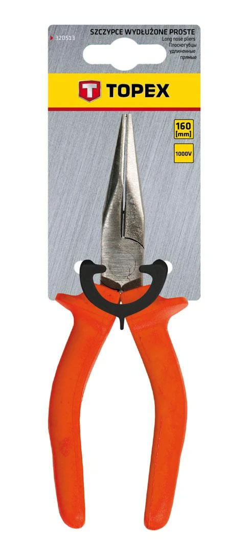 Topex Szczypce Replės ilgomis nosimis, tiesios, 160 mm, 1000 V