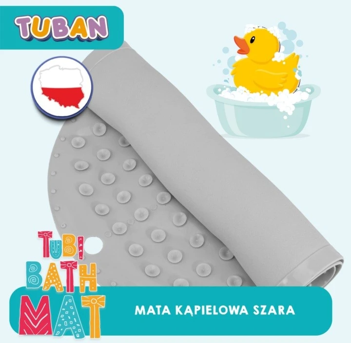 Tuban Anti-slip Bath Mat Tubi pilka 70x35cm ZA5973