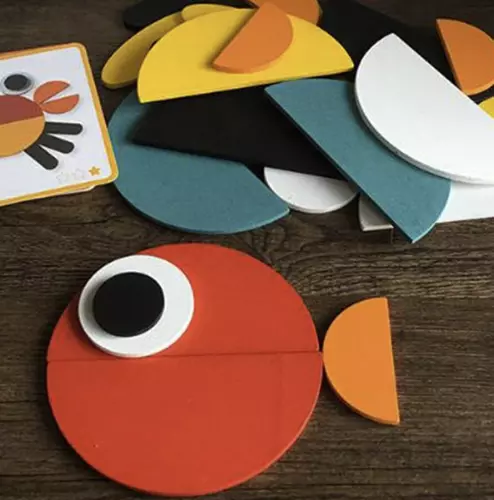 Kruzzel Medinė Montessori dėlionė - spalvotos formos 29 dalys