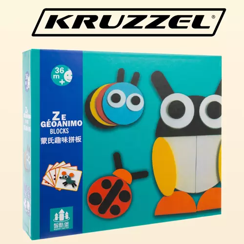 Kruzzel Medinė Montessori dėlionė - spalvotos formos 29 dalys