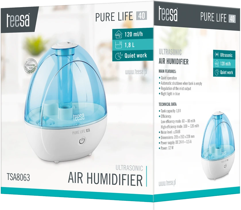 TEESA PURE LIFE 40 ultragarsinis oro drėkintuvas