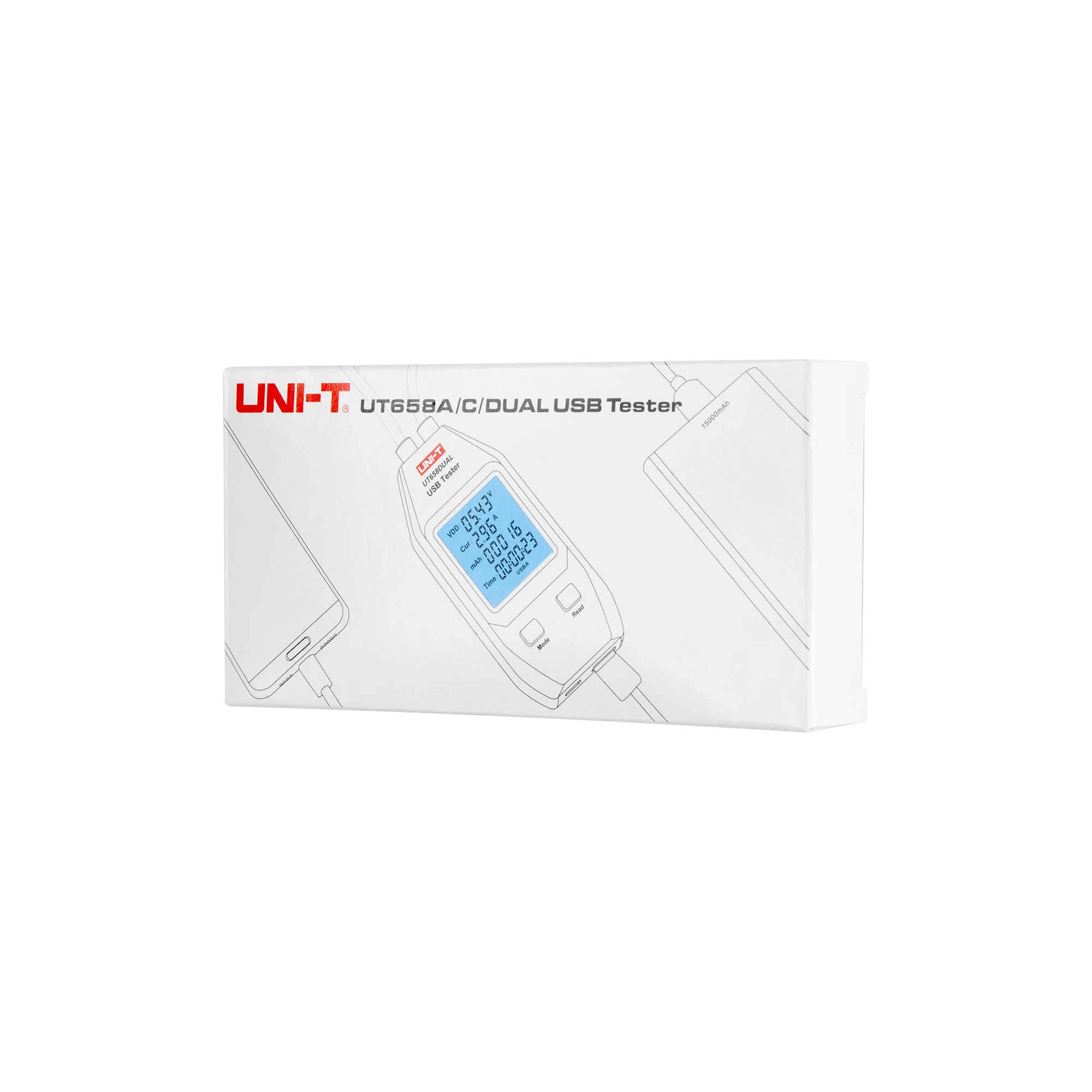 UNI-T UT658 Dual USB USB-C lizdų testeris