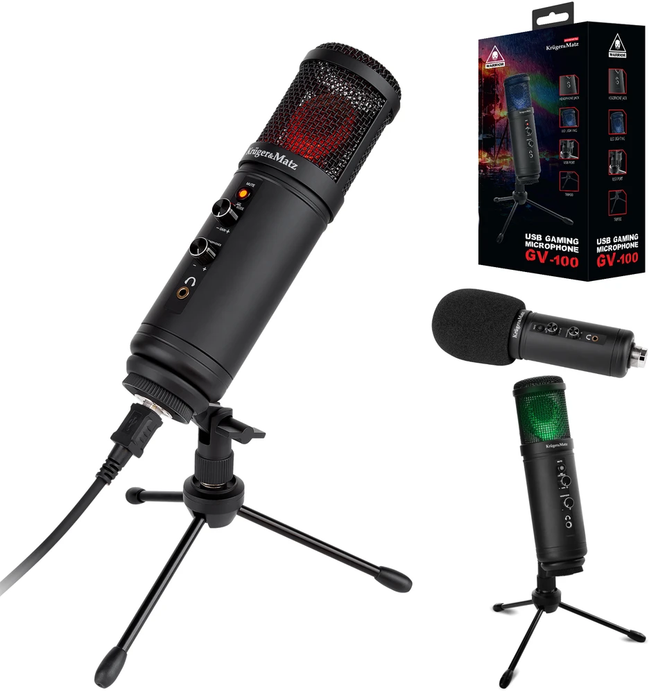Kruger & Matz Warrior GV-100 USB žaidimų / vlogger mikrofonas