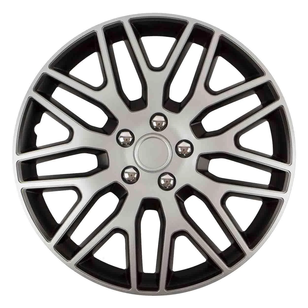 Versaco Ratų gaubtas 1 vnt. Dakar NC, juodas ir sidabrinis su chromuotais varžtais 14"