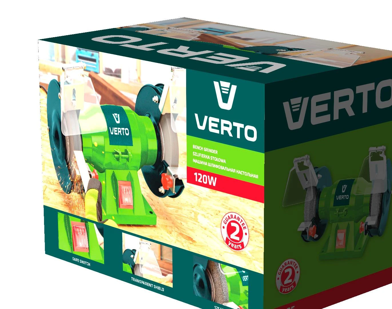 Verto Stalinis šlifuoklis 120W, šlifavimo diskas 125 x 12,7 mm