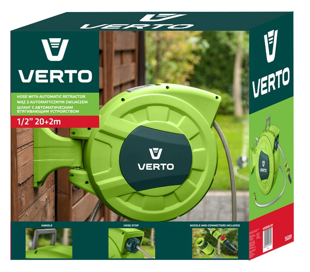 VRO Žarna Žarna su automatiniu atsuktuvu 1/2", 20 m + 2 m