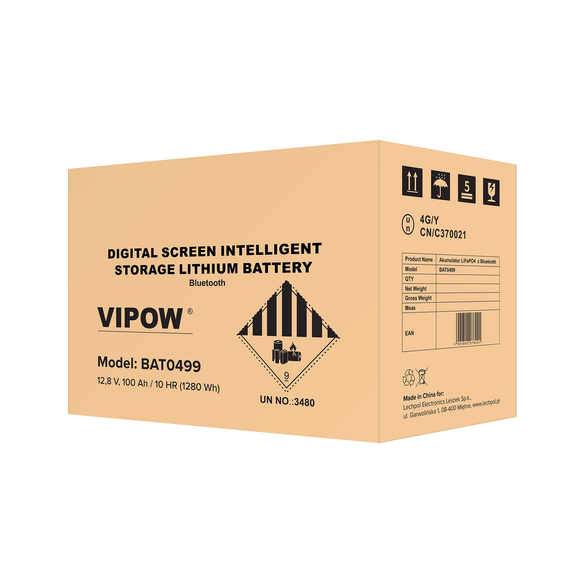 Vipow LiFePO4 Bluetooth akumuliatorius 100Ah