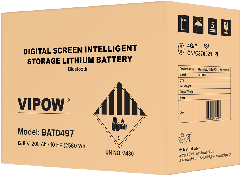 Vipow LiFePO4 Bluetooth gelio baterija 200Ah