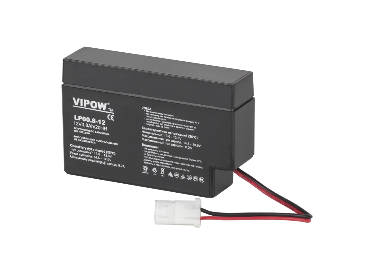 Švino akumuliatorius VIPOW 12V 0.8Ah