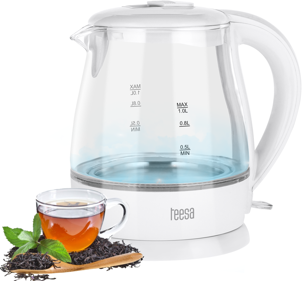 TEESA elektrinis virdulys, stiklinis, 1650 W, baltas, 1 L