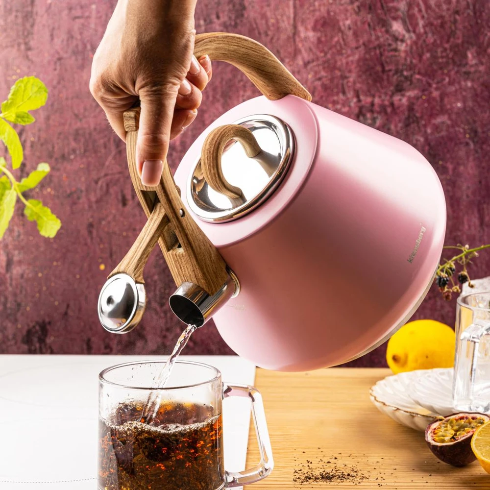 Virdulys plieno su gwizdkiem 2,5 L rožinė, indukcija, Klausberg KB-9064