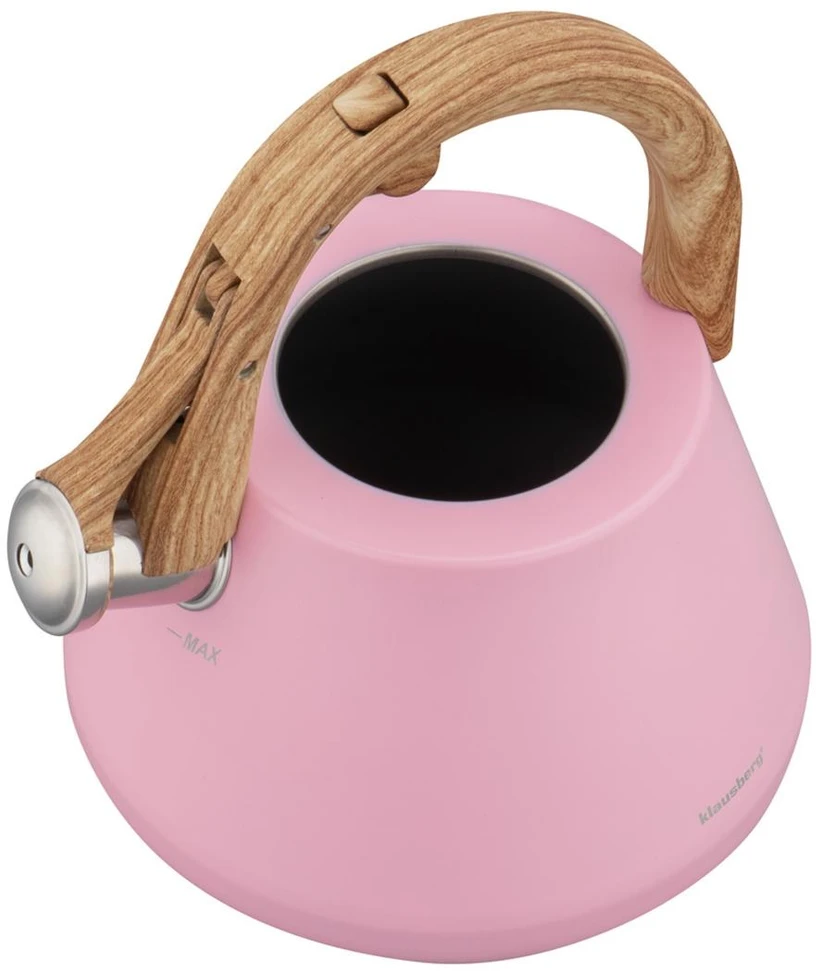 Virdulys plieno su gwizdkiem 2,5 L rožinė, indukcija, Klausberg KB-9064
