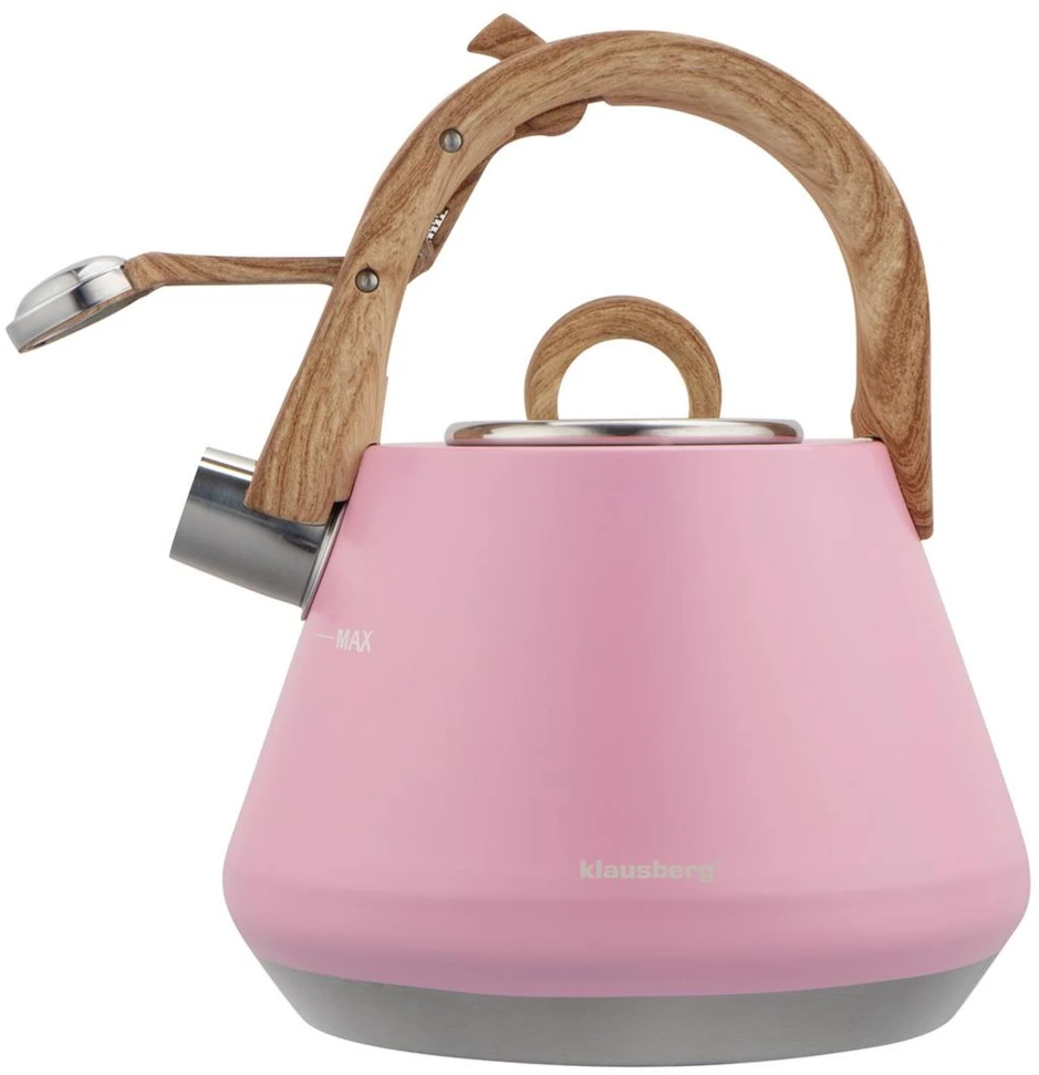Virdulys plieno su gwizdkiem 2,5 L rožinė, indukcija, Klausberg KB-9064