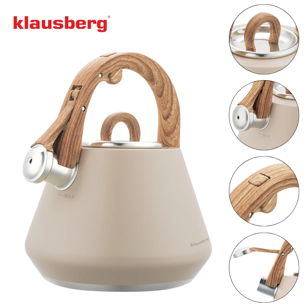 Virdulys plieno su gwizdkiem 2,5 l smėlio spalva, indukcija, klausberg kb-7950