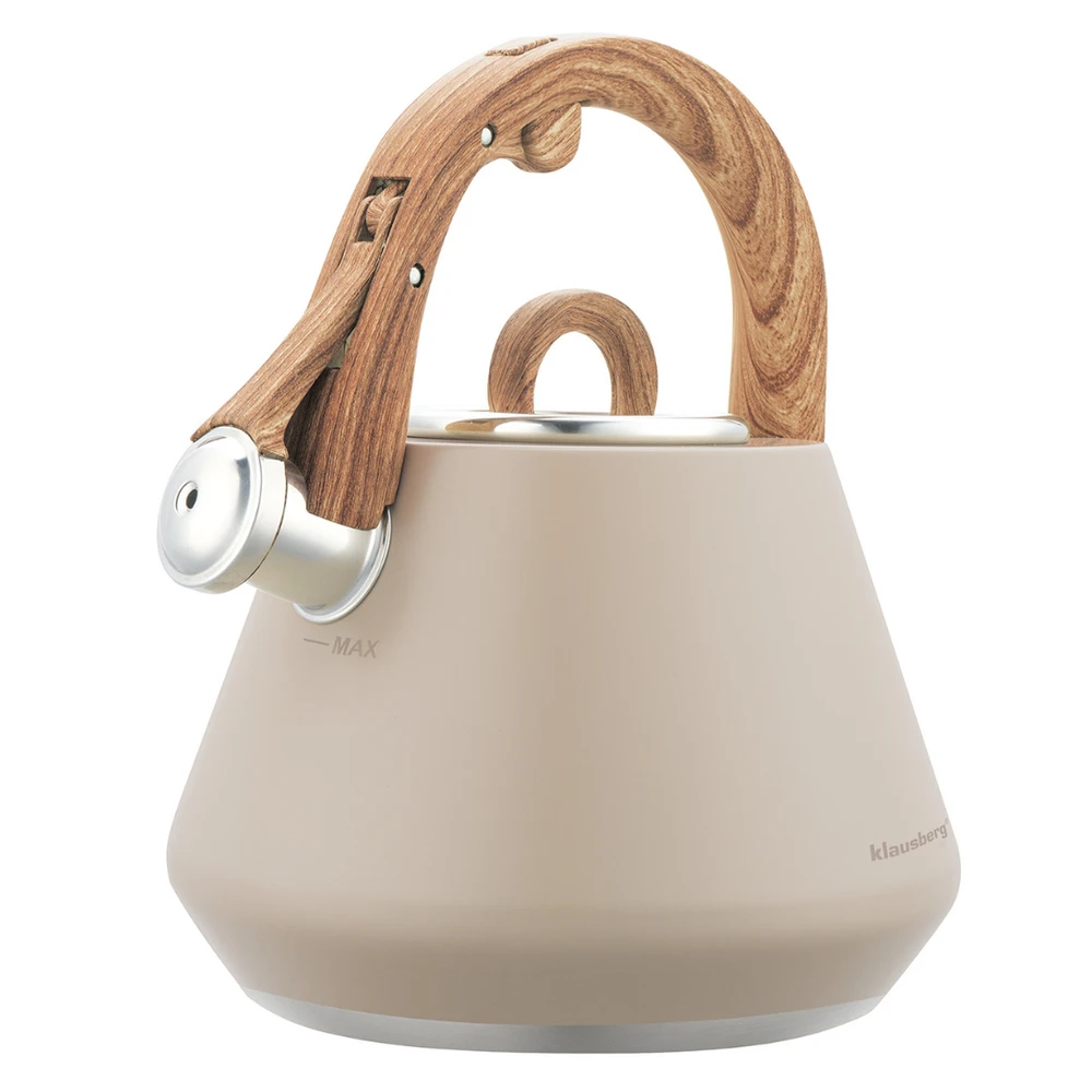 Virdulys plieno su gwizdkiem 2,5 l smėlio spalva, indukcija, klausberg kb-7950
