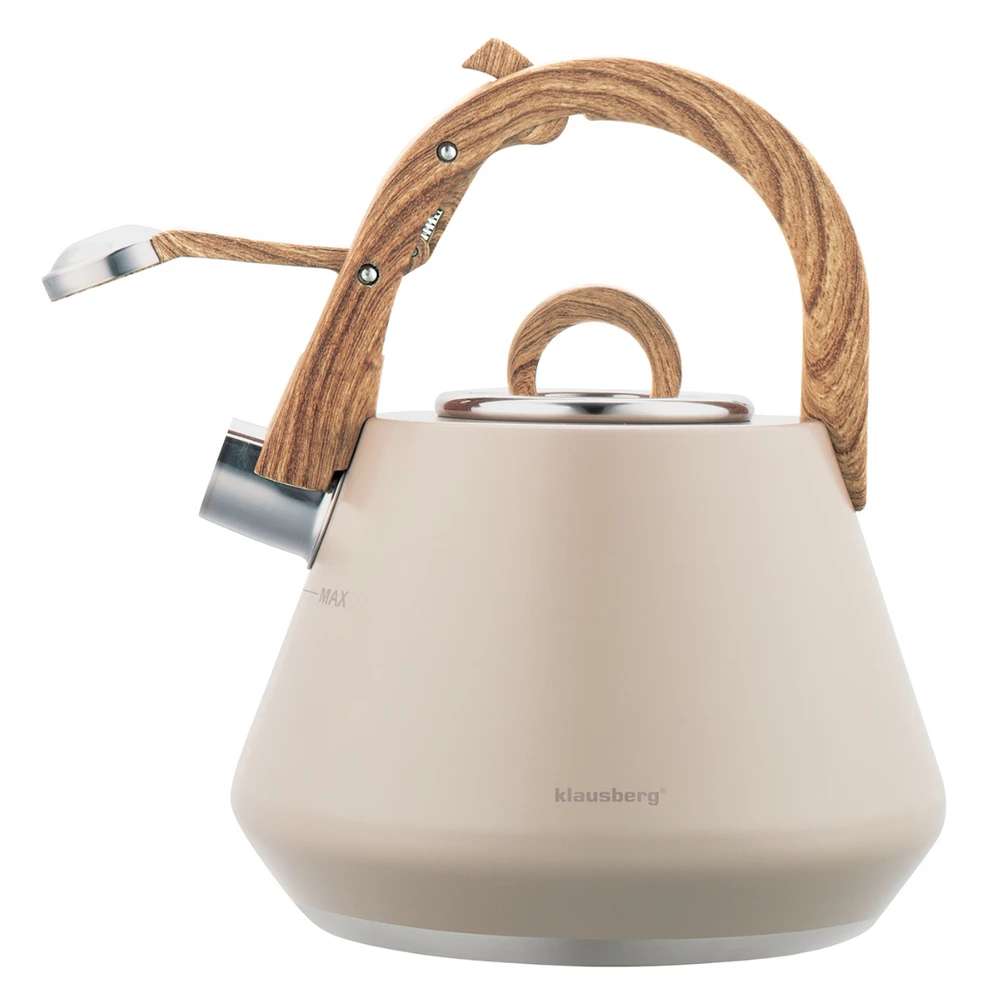 Virdulys plieno su gwizdkiem 2,5 l smėlio spalva, indukcija, klausberg kb-7950