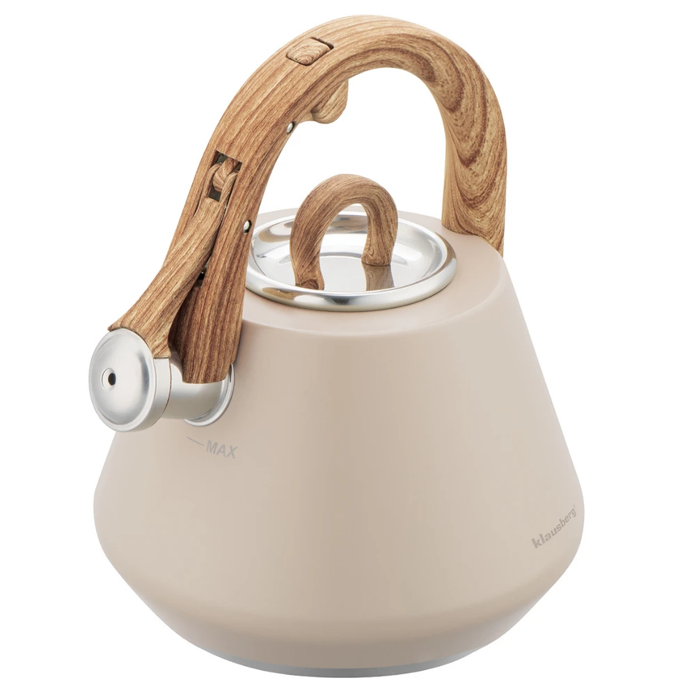 Virdulys plieno su gwizdkiem 2,5 l smėlio spalva, indukcija, klausberg kb-7950