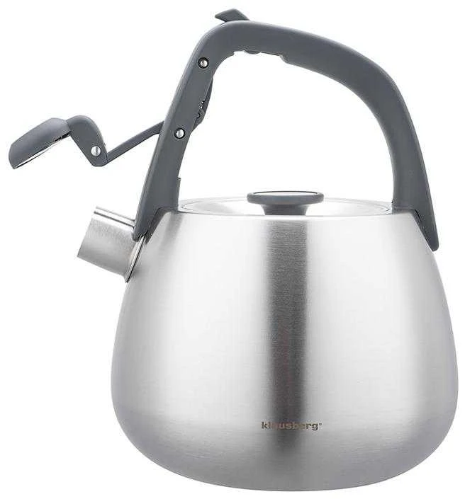 Virdulys, Nerūdijančio plieno virdulys su švilpuku, šlifuoto sidabro spalvos, talpa 2,5 l, Klausberg, kb-7773