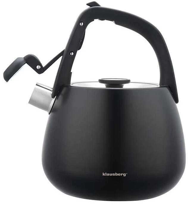 Virdulys, Nerūdijančio plieno virdulys su švilpuku, juodas, talpa 2,5 l, klausberg, kb-7774