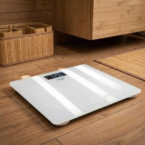 Virtuvinės svarstyklės AD 8194 baltos vonios svarstyklės su USB-C jungtimi, įkraunamos, 180 kg, 100 g tikslumas