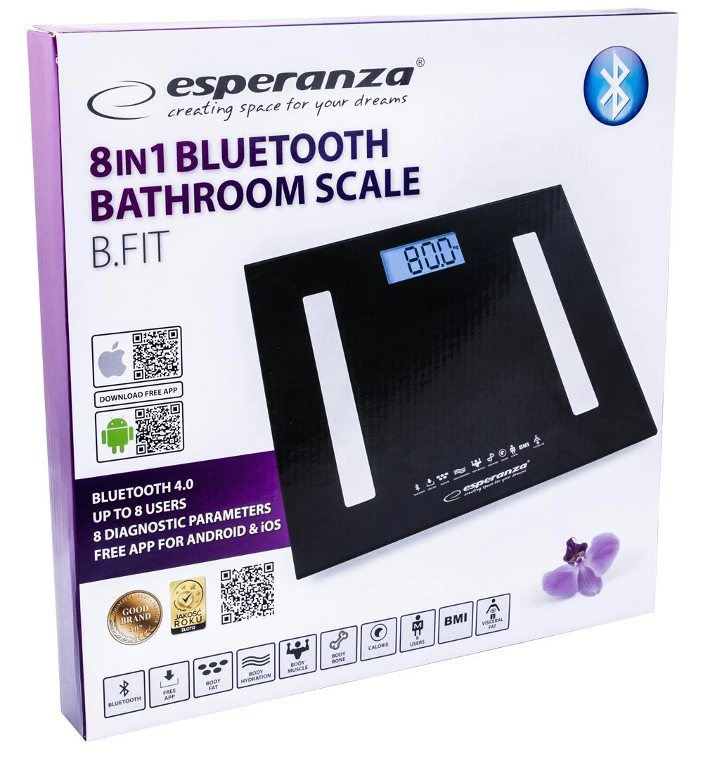 Virtuvinės svarstyklės Svarstyklės su „Bluetooth“ funkcija Esperanza EBS016K (juodos spalvos)