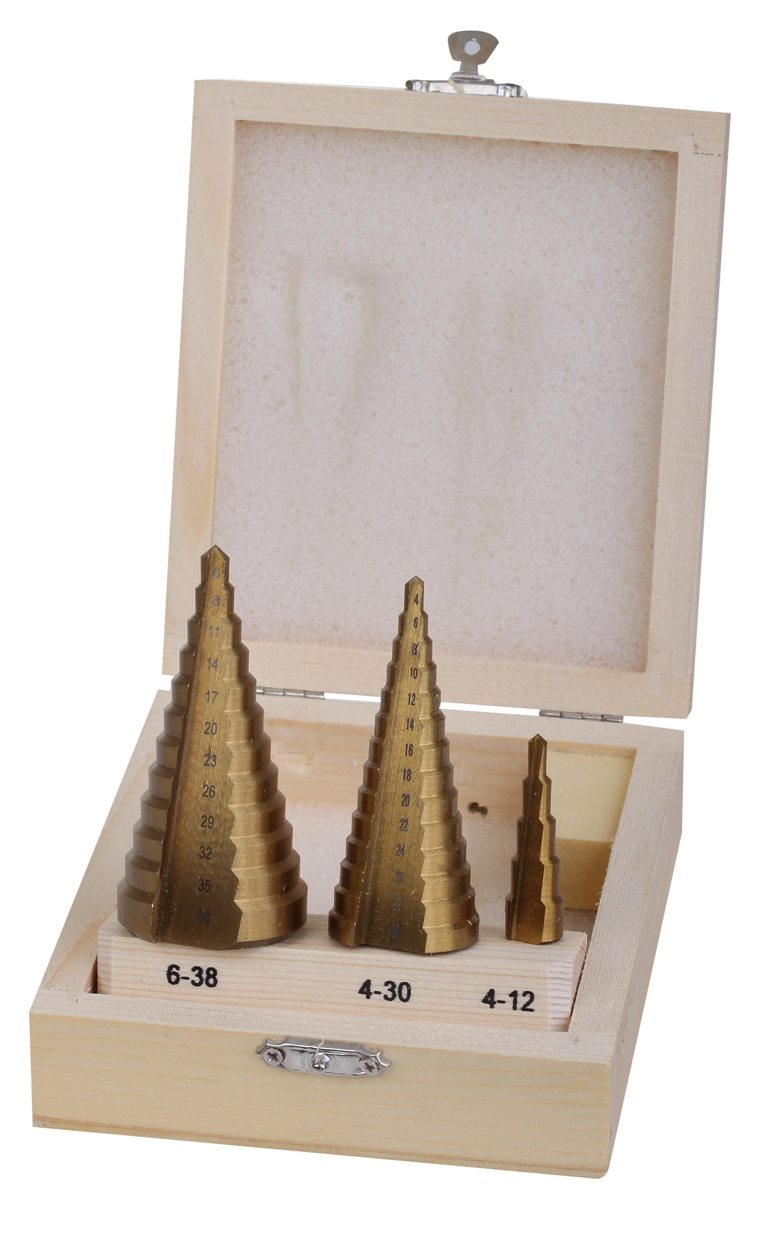 Grąžtas Wiertła Pakopiniai grąžtai metalui, HSS, skardai, 3 vnt. (4 vnt., 4,6 mm), prolinas