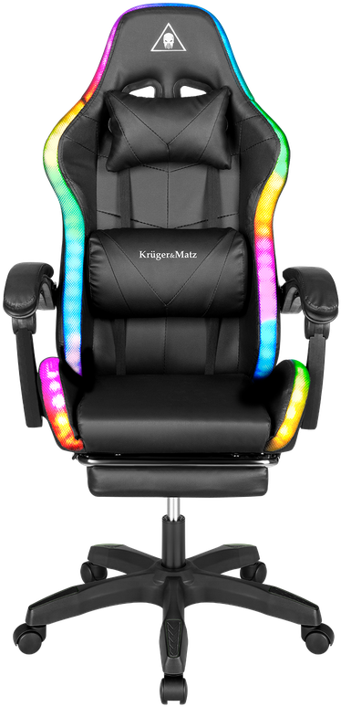 Kruger & Matz Fotel KrugerMatz GX-150 žaidimų kėdė, juoda, LED, 7 taškų masažas