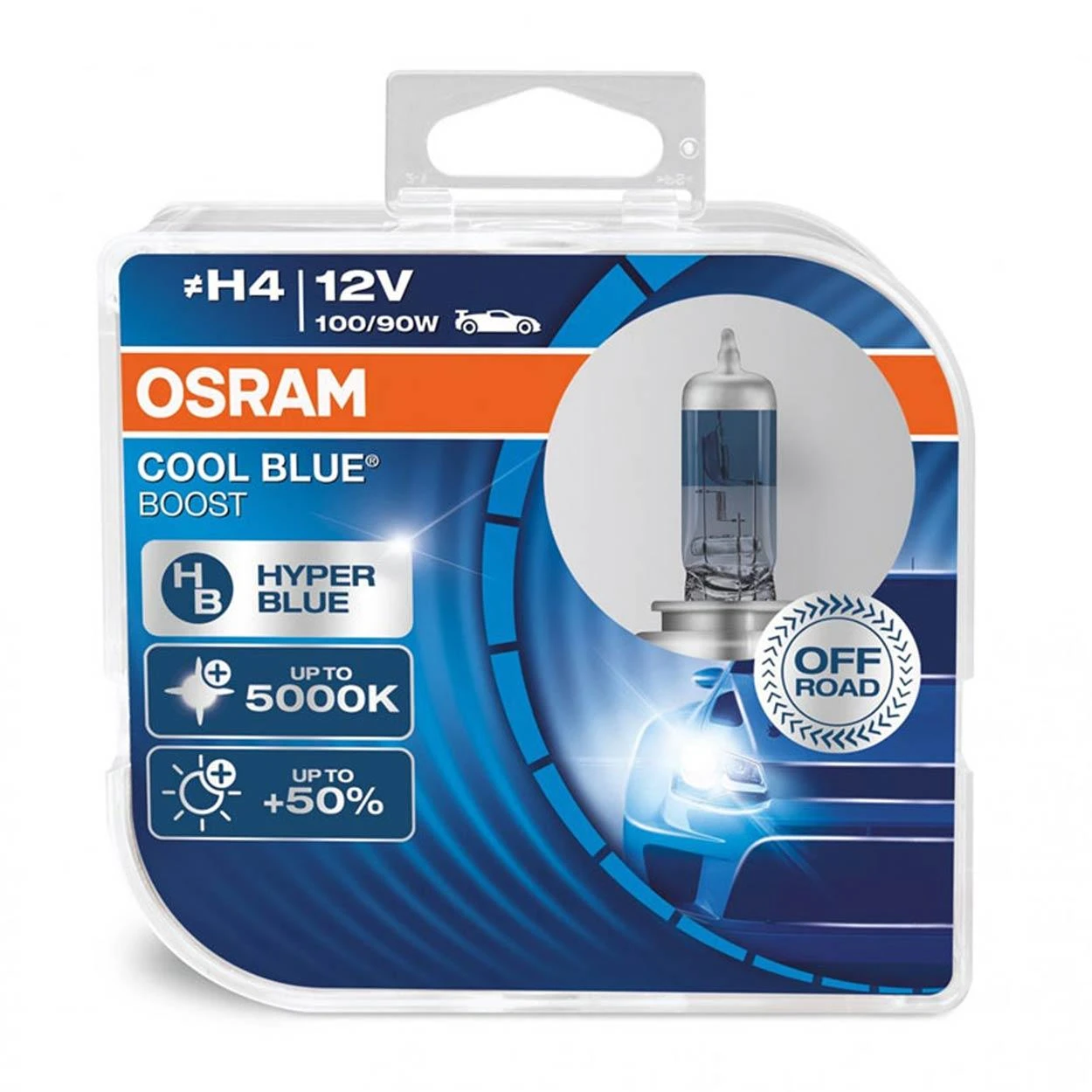Osram Cool Blue Boost H4 lemputės pakuotėje
