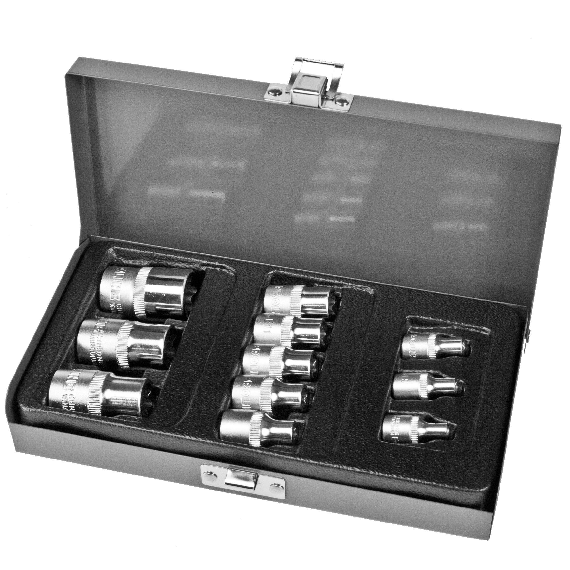 Zest.11 11 CV galvučių rinkinys su Torx galvutėmis: 1/2-3/8-1/4'', E4-20 proline