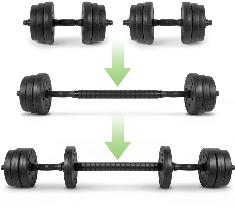 Spokey Rinkinys hantli 4w1 (sztanga, hantle, kettlebell, podpórki do pompek) PONDUS SET 20 kg (Rinkinys hantli 4w1 (sztanga, hantle, kettlebell, podpórki do pompek) Spokey PONDUS SET 20 kg)