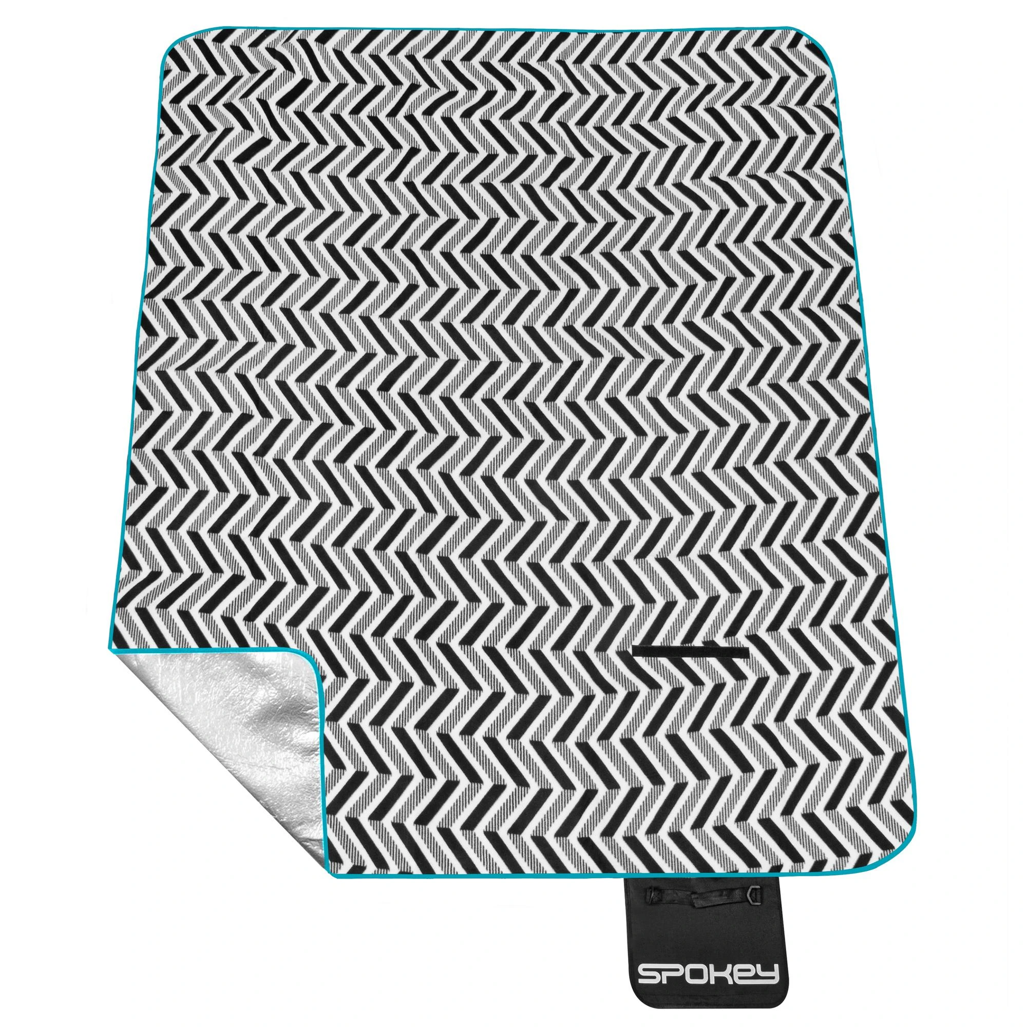 Vilnonė iškylos antklodė 180 x 210 cm su aliuminio folija Spokey PICNIC ZIGZAG