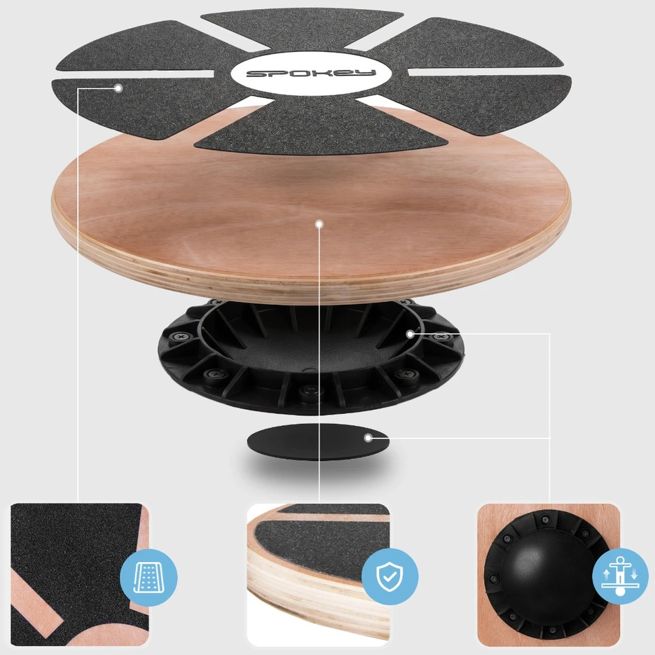 Spokey BALANCE LENTA Medinė platforma, Neslystantis paviršius, 110 kg, Juodas/rūda