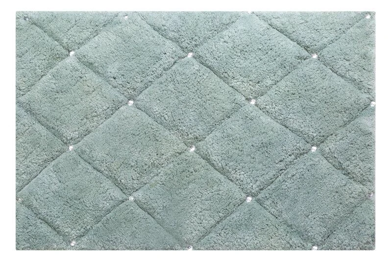 Eurofirany CHIC / 2 minkštas kilimėlis, dekoruotas geometriniu raštu su kristalais, 60X90 cm, spalva: mėtų